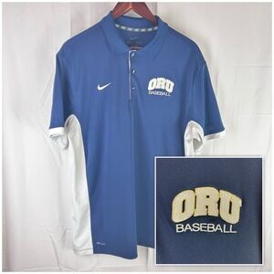 Oral Roberts Golden Eagles ORU Baseball Nike Dri Fit Polo Shirt Men's XL Blue